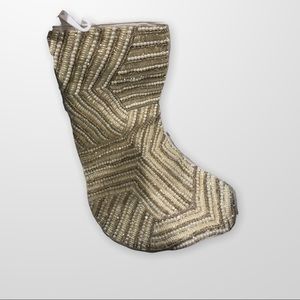 New Beaded  Gold Christmas Stocking -22”